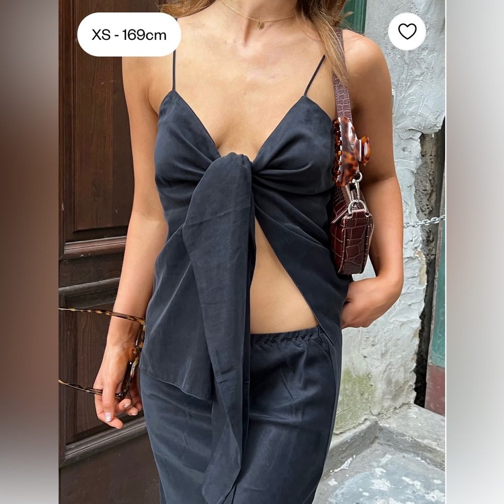 Djerf Avenue Tie Tank Top Ash XS